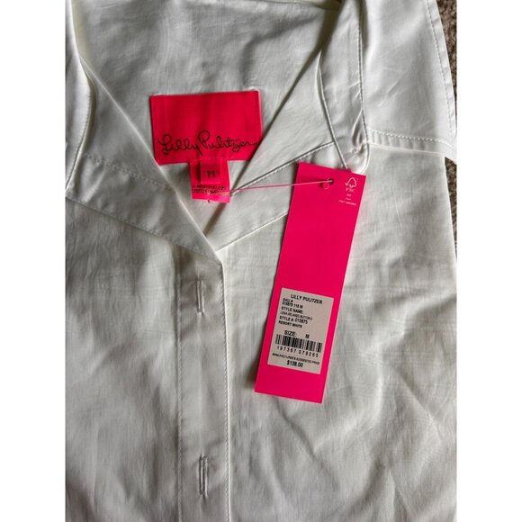 LILLY PULITZER Lesia White Relaxed Button Down Shirt Size M NEW New with tags - Picture 4 of 4
